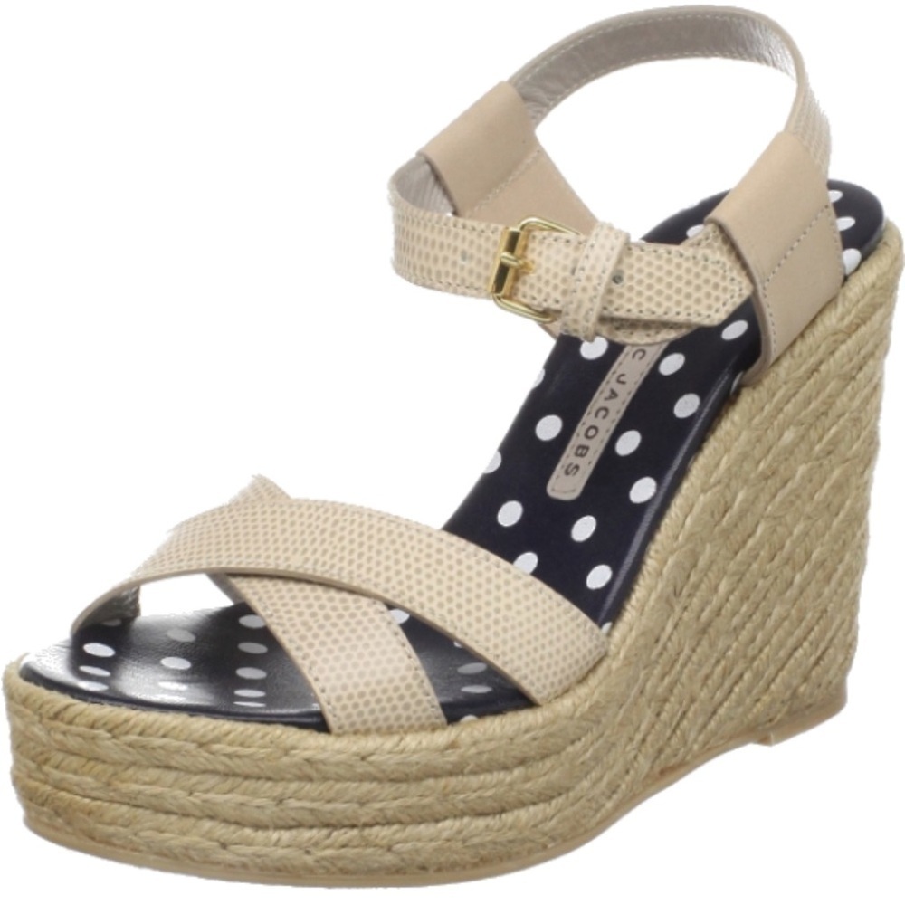 Marc by Marc Jacobs Quero Espadrille Nude Lizard Leather Wedges 615729 Size 11